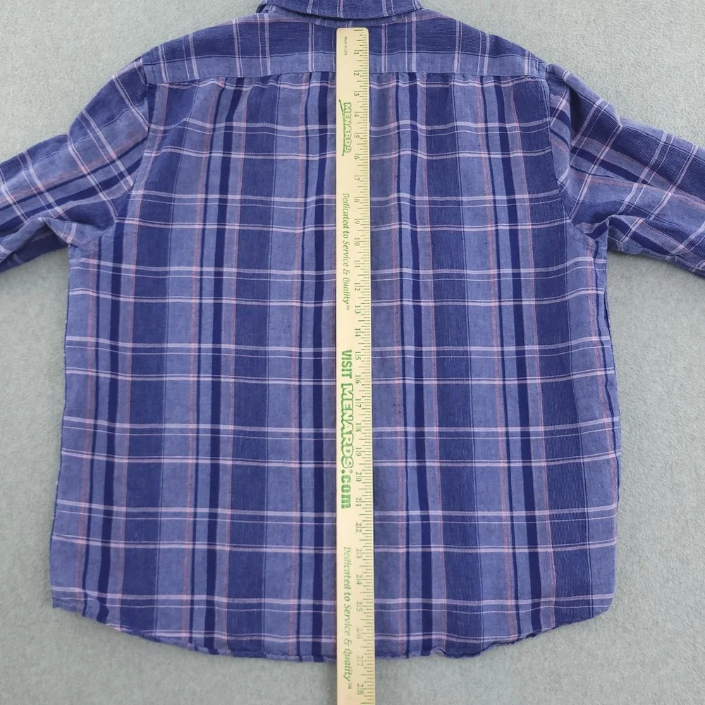 Banana Republic Shirt Mens L Blue Plaid Long Sleeve Linen Blend Slim Fit Casual